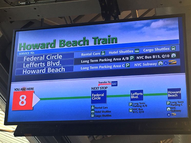 Trem do JFK para o setor de locadoras de carros do aeroporto