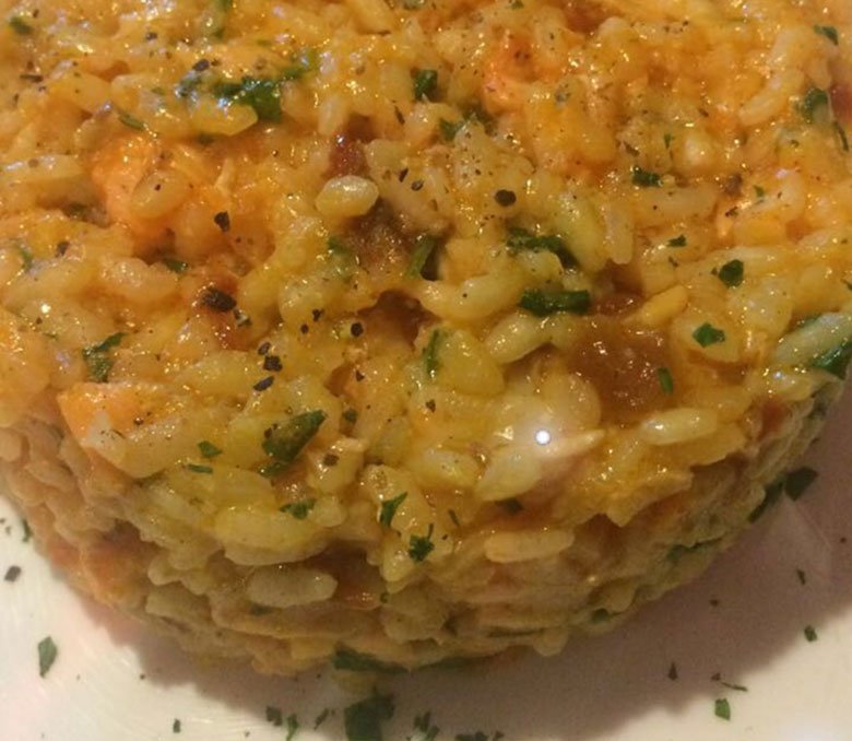 Risoto de salmão no Pura Vida em Jeri