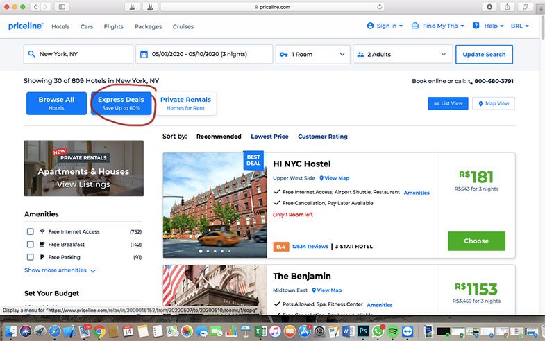 Como reservar hotel no Priceline