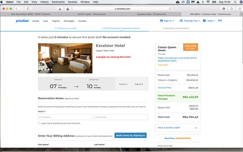 Como reservar hotel no Priceline