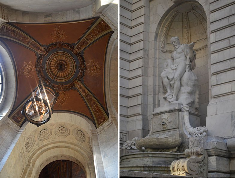 Detalhes do prédio da Biblioteca Pública de New York