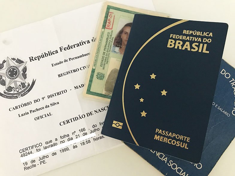 Documentos para uma viagem de avião