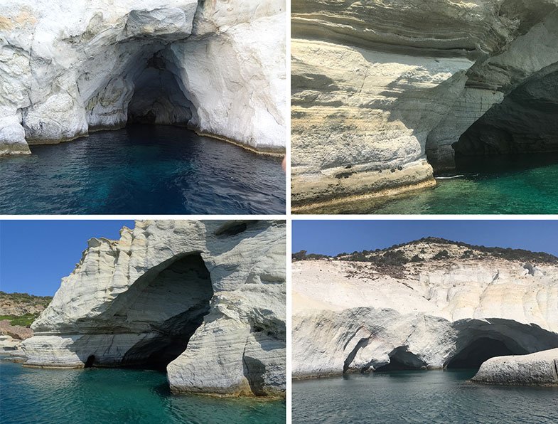 Cavernas nas rochas a caminho de Kleftiko