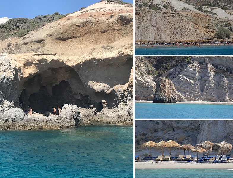 Praias no litoral sul de Milos