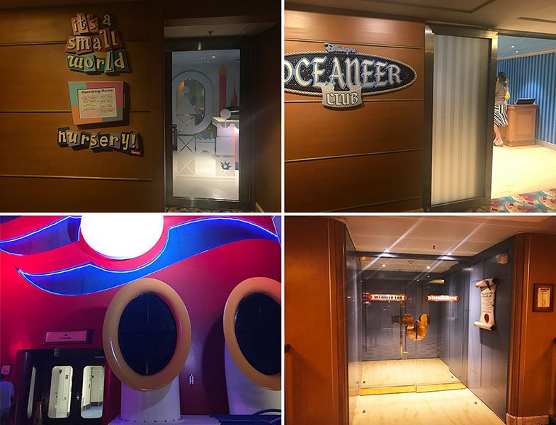 Clubes e enfermaria no cruzeiro Disney Wonder