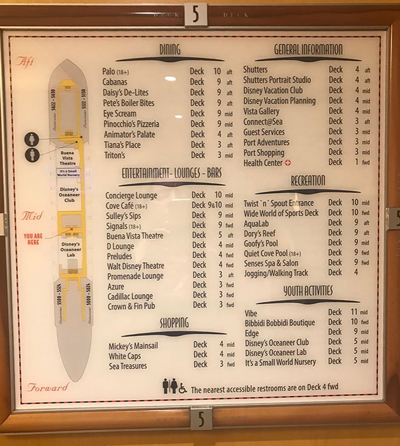 Mapa dos decís do cruzeiro Disney Wonder