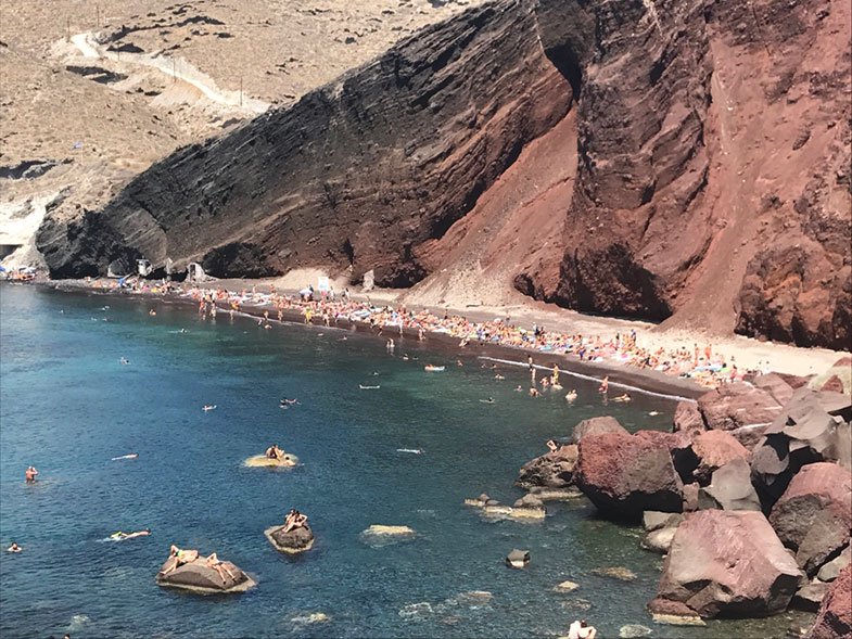 Red Beach em Santorini