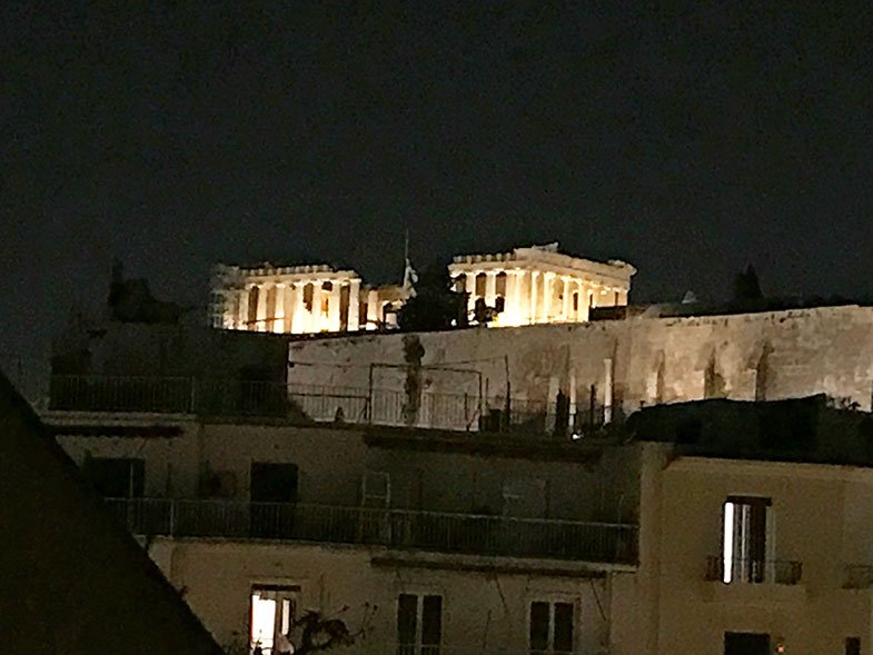 Vista da Acrópole à noite