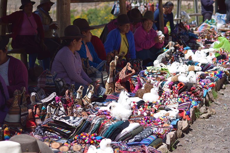 Ambulantes em Pisaq no Vale Sagrado
