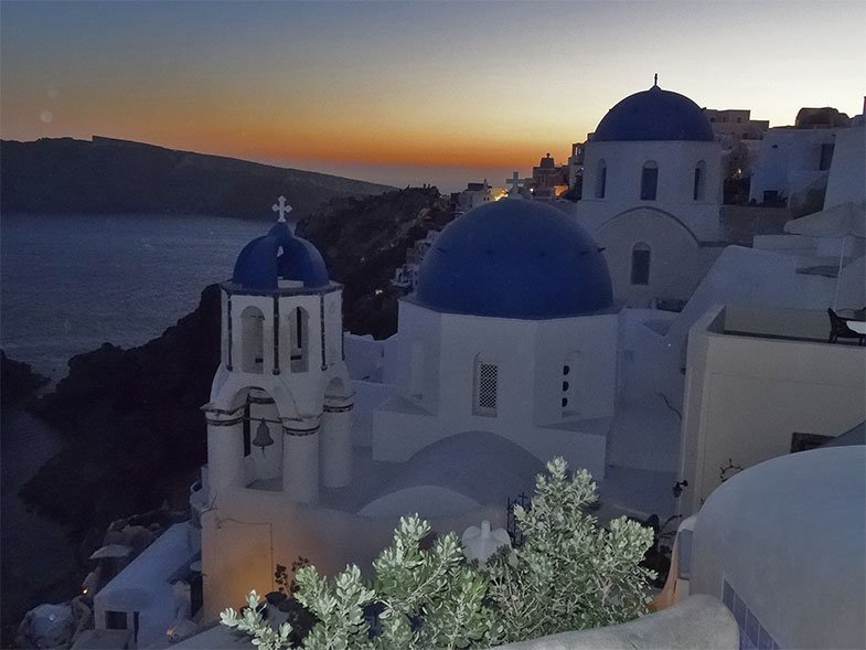 Igreja de teto azul em Santorini como chegar