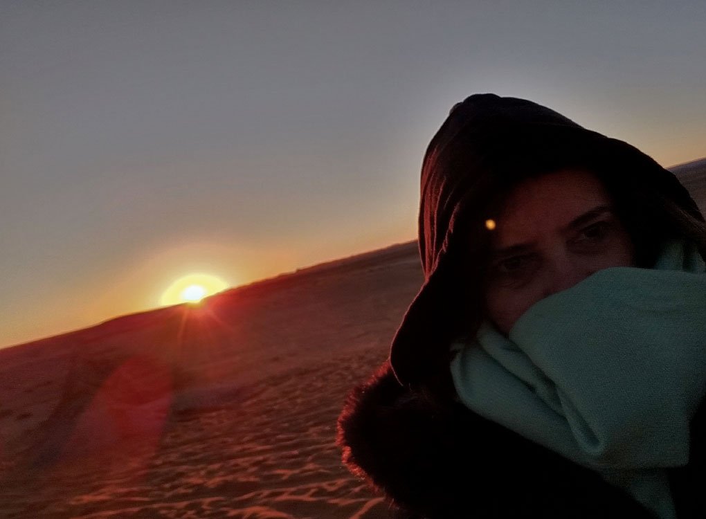 Nascer do sol no deserto no Marrocos