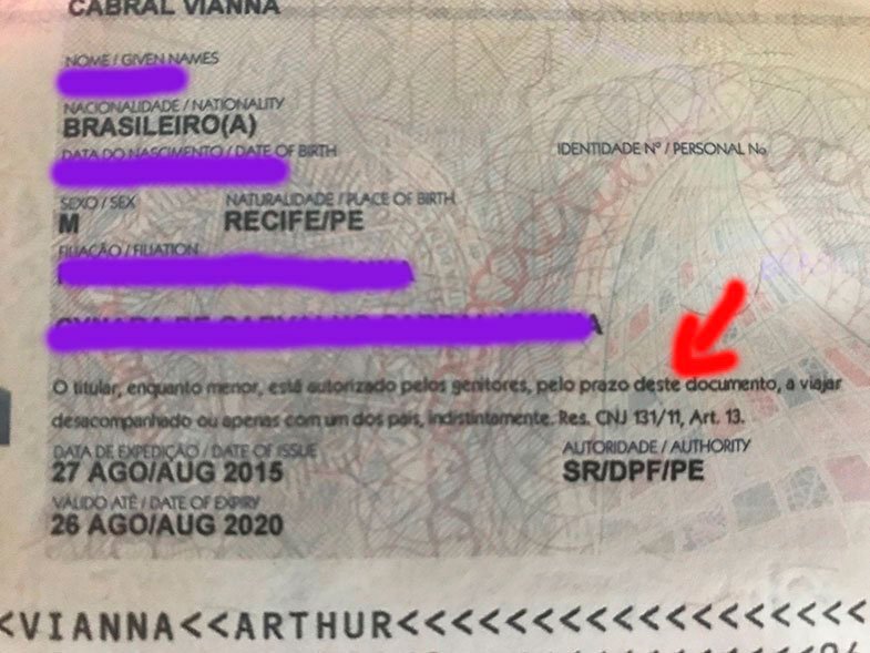 Viagens de menores de 16 anos