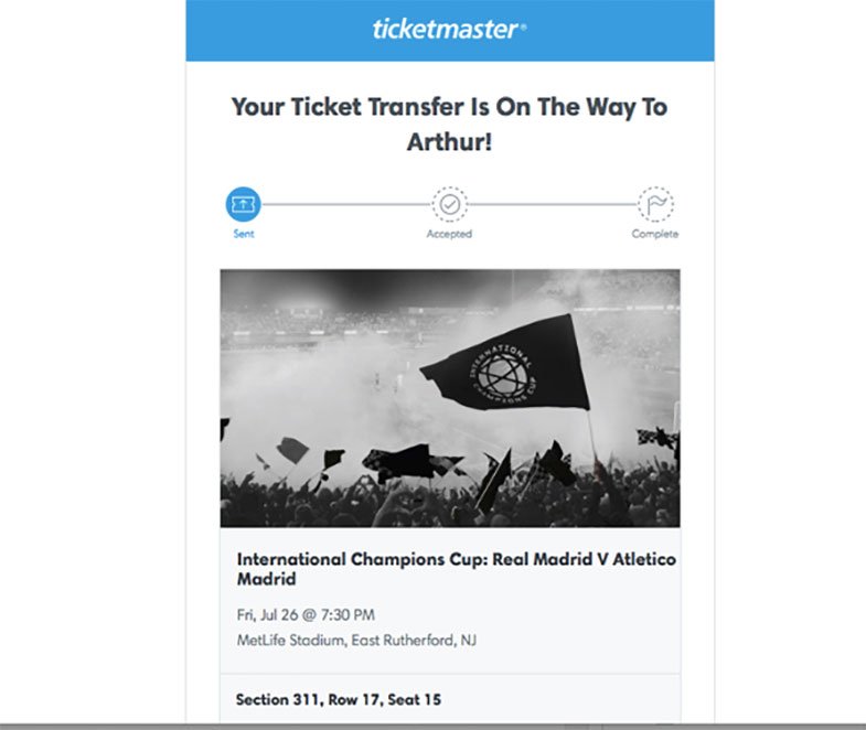 Ingresso do jogo de futebol em New York