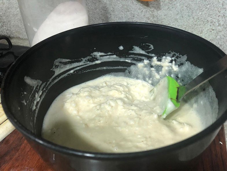 Ponto da massa do bolo de mandioca