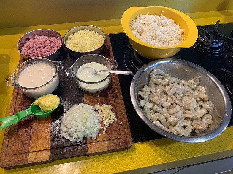 Ingredientes para o Camarão Internacional